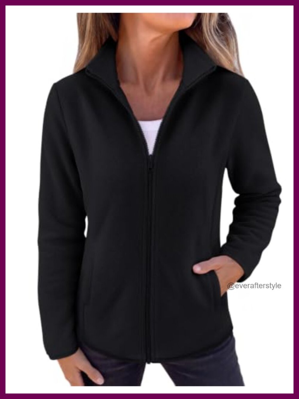 Womens Fleece Jacket Zip Up Lightweight Fall Winter Coat Outwear